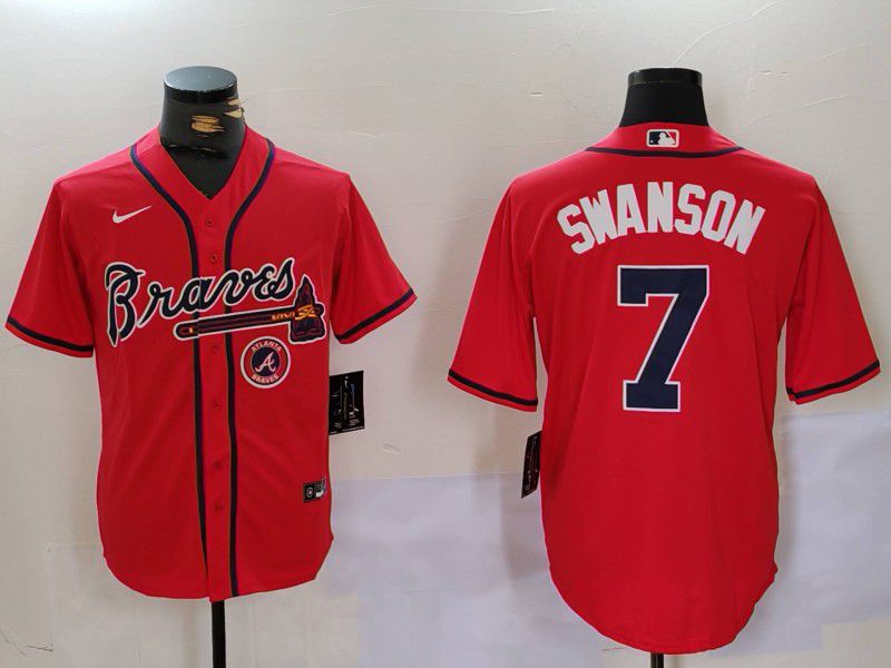 Men Atlanta Braves #7 Swanson Red Game 2024 Nike MLB Jersey style 9022->atlanta braves->MLB Jersey